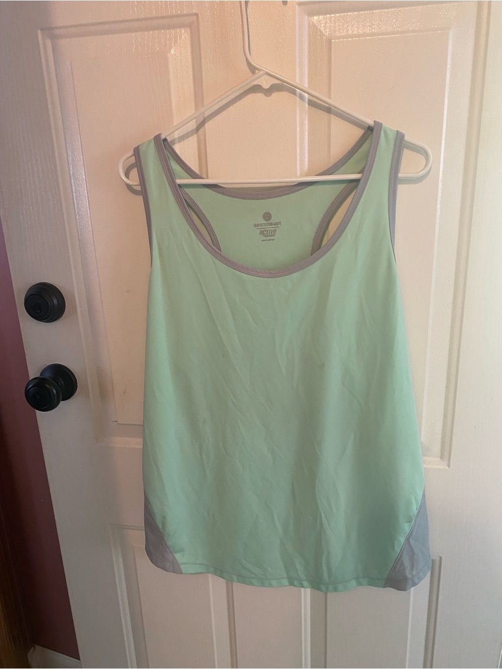 Light Green Active Tank Top with Gray Trim semi fitted